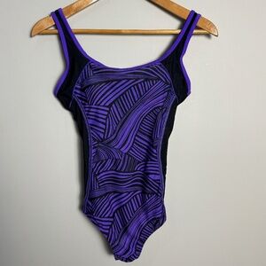 ROOTS Women's One Piece Swimsuit Purple/Black Size 6 Bathing Suit Padded‎ Cups
